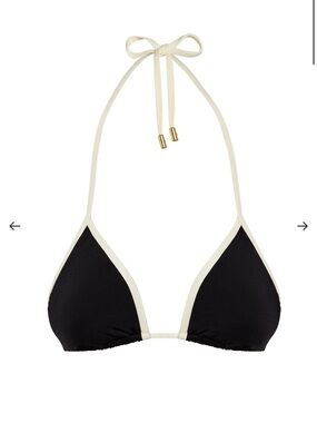 Monday Swimwear Black Paloma Triangle Bikini Top with Cream Trim